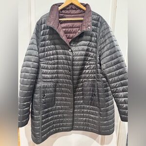 Basler quilted reversible puffer jacket. Size 48 - women’s 2x. Mid length